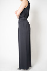Peserico Fluid Crepe Pleated Suiting Trousers in Anthracite