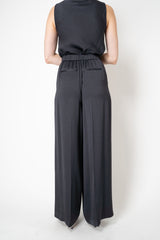 Peserico Fluid Crepe Pleated Suiting Trousers in Anthracite