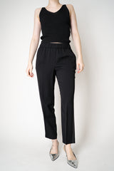 Peserico Fluid Rayon Pull-On Style Trousers with Brilliant Beading Details Down the Leg in Black Vancouver. Shop Online or in Store.