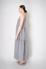 Peserico Halter Maxi Dress with Tiered Construction in Chambray Vancouver. Shop Online or in Store.