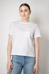 Peserico Jersey Crew Neck T-shirt with Embellished Pocket in White Vancouver. Shop Online or in Store.