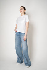 Peserico Jersey Crew Neck T-shirt with Embellished Pocket in White Vancouver. Shop Online or in Store.