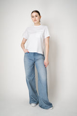 Peserico Jersey Crew Neck T-shirt with Embellished Pocket in White Vancouver. Shop Online or in Store.