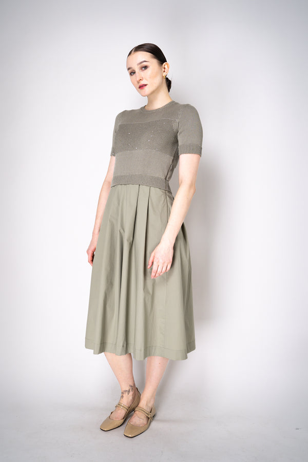 Peserico Layer Effect Dress with Sequin Knit in Sage Green Vancouver. Shop Online or in Store