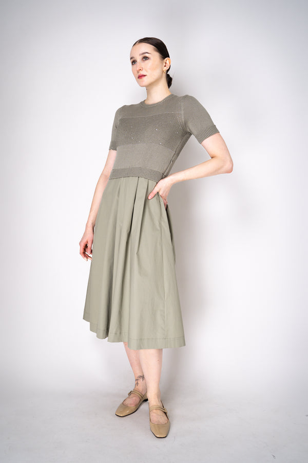 Peserico Layer Effect Dress with Sequin Knit in Sage Green Vancouver. Shop Online or in Store