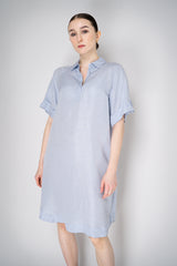 Peserico Linen Blend Polo Shirt Dress in Light Blue Melange Vancouver. Shop Online or in Store.
