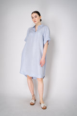 Peserico Linen Blend Polo Shirt Dress in Light Blue Melange Vancouver. Shop Online or in Store.