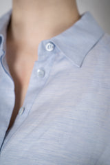 Peserico Linen Blend Polo Shirt Dress in Light Blue Melange Vancouver. Shop Online or in Store.