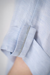 Peserico Linen Blend Polo Shirt Dress in Light Blue Melange Vancouver. Shop Online or in Store.