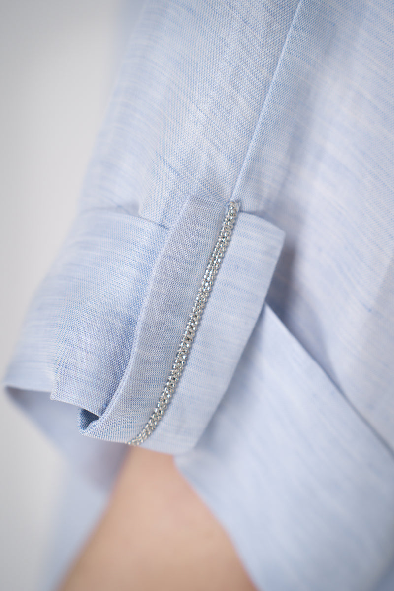 Peserico Linen Blend Polo Shirt Dress in Light Blue Melange Vancouver. Shop Online or in Store.