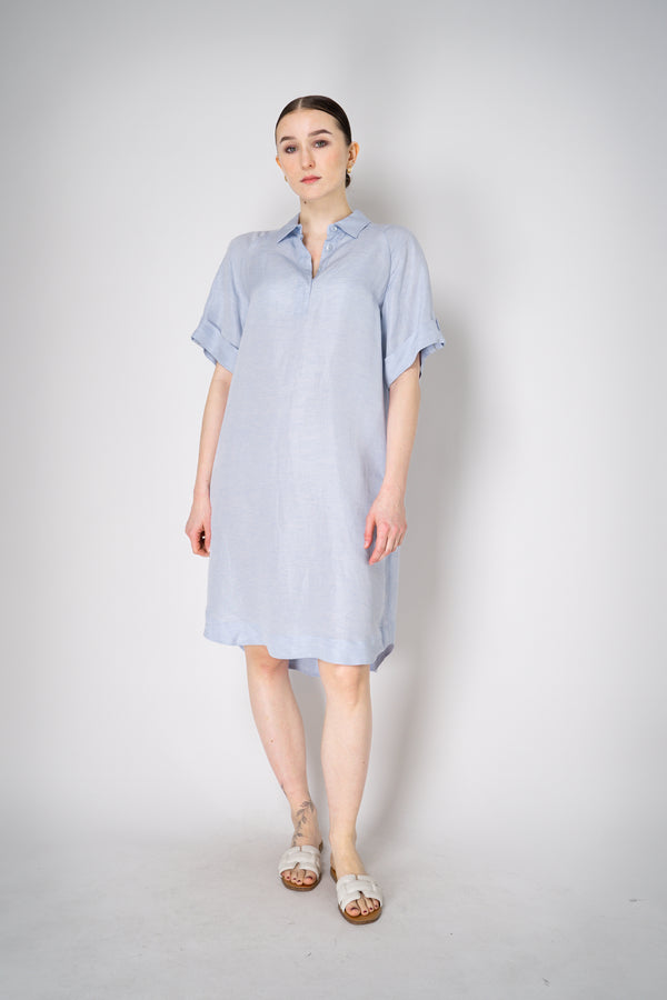 Peserico Linen Blend Polo Shirt Dress in Light Blue Melange Vancouver. Shop Online or in Store.