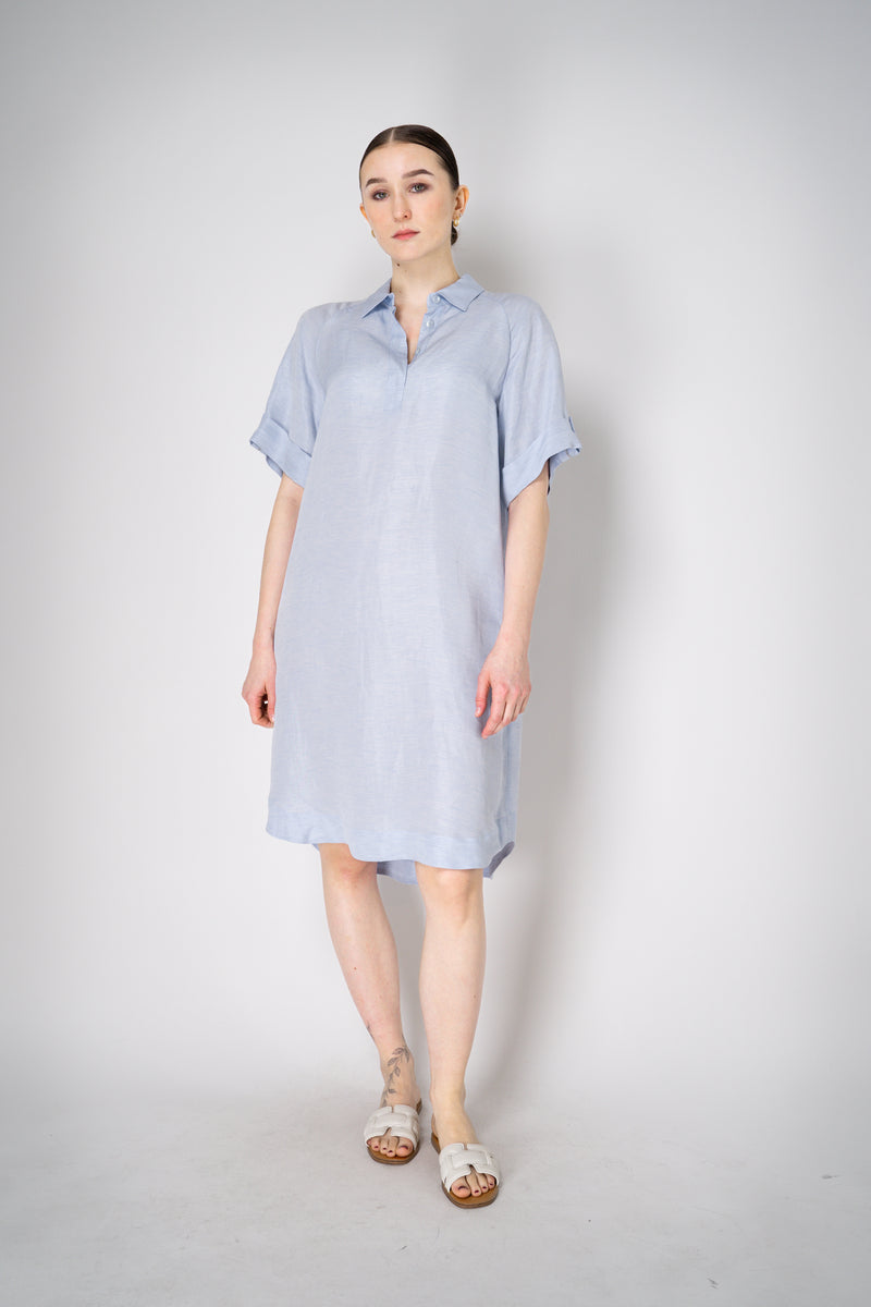 Peserico Linen Blend Polo Shirt Dress in Light Blue Melange Vancouver. Shop Online or in Store.