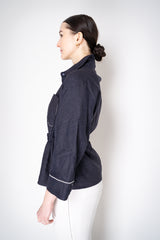Peserico Linen Blouse-Jacket with Cinchable Waist in Navy Vancouver. Shop Online or in Store.