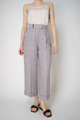 Peserico Linen Cropped Plaid Trousers in Taupe Vancouver. Shop Online or in Store.