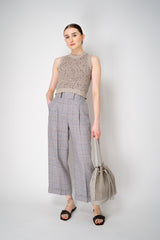Peserico Linen Cropped Plaid Trousers in Taupe Vancouver. Shop Online or in Store.