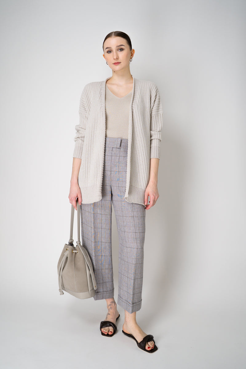 Peserico Linen Cropped Plaid Trousers in Taupe Vancouver. Shop Online or in Store.