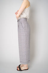 Peserico Linen Cropped Plaid Trousers in Taupe Vancouver. Shop Online or in Store.