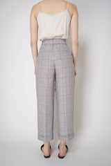 Peserico Linen Cropped Plaid Trousers in Taupe Vancouver. Shop Online or in Store.