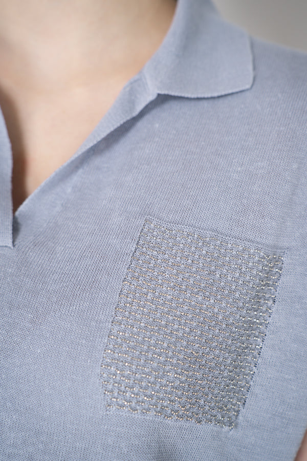Peserico Linen Polo Shirt in Lavender Blue Vancouver. Shop Online or in Store