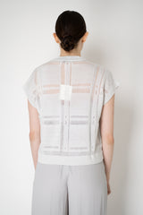 Peserico Linen Short Sleeve Cardigan with Mesh-like Plaid in White Vancouver. Shop Online or in Store.