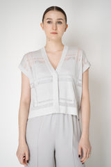 Peserico Linen Short Sleeve Cardigan with Mesh-like Plaid in White Vancouver. Shop Online or in Store.