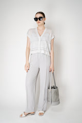 Peserico Linen Short Sleeve Cardigan with Mesh-like Plaid in White Vancouver. Shop Online or in Store.