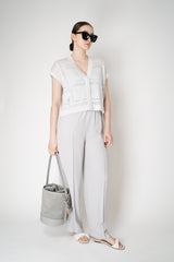 Peserico Linen Short Sleeve Cardigan with Mesh-like Plaid in White Vancouver. Shop Online or in Store.