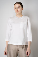 Peserico Long Sleeve Cotton Shirt with Filo Diamante Embellished Pocket in White Vancouver. Shop Online or in Store.