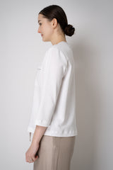 Peserico Long Sleeve Cotton Shirt with Filo Diamante Embellished Pocket in White Vancouver. Shop Online or in Store.
