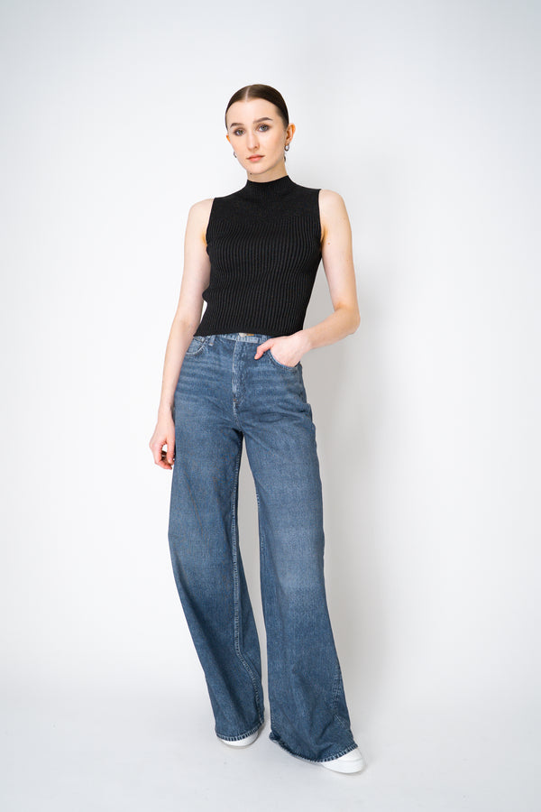 Peserico Mockneck Rib Stretch Viscose Sleeveless Top with Lurex Details in Black Vancouver. Shop Online or in Store.