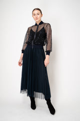 Peserico Open Knit Net Sequin Bomber Jacket in Black Vancouver. Shop Online or in Store.
