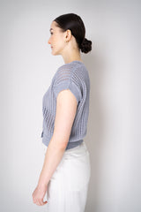 Peserico Open Weave Cardigan with Sequin Details in Lavender Blue Vancouver. Shop Online or in Store