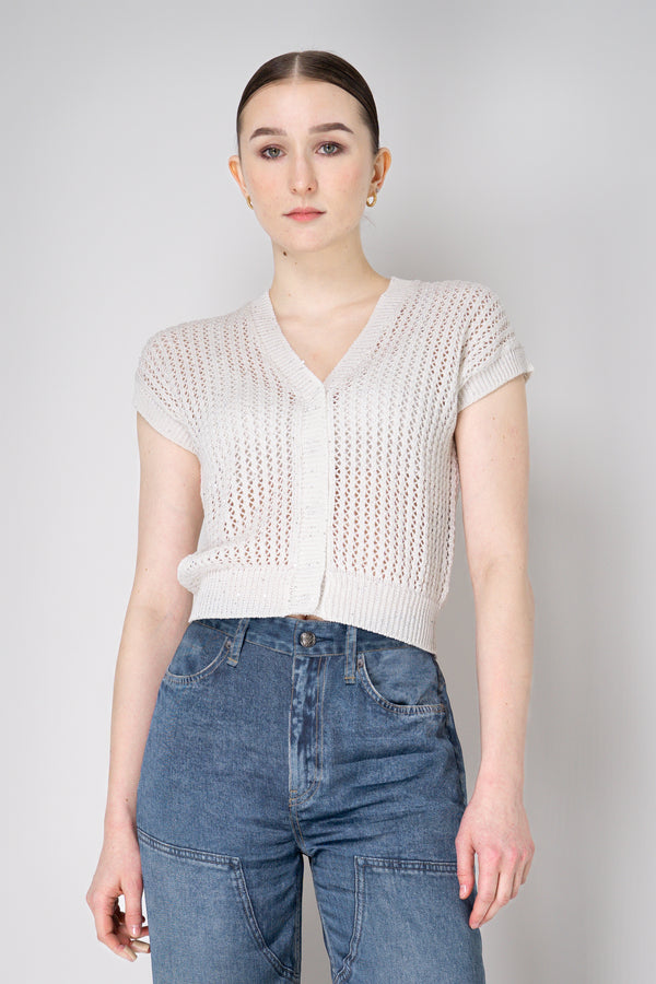 Peserico Open Weave Cardigan with Sequin Details in White Vancouver. Shop Online or in Store