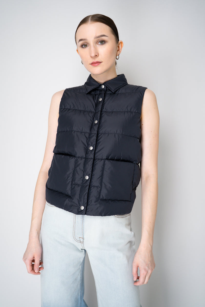 Peserico Padded Vest with Knit Back In Navy Vancouver. Shop Online or in Store.