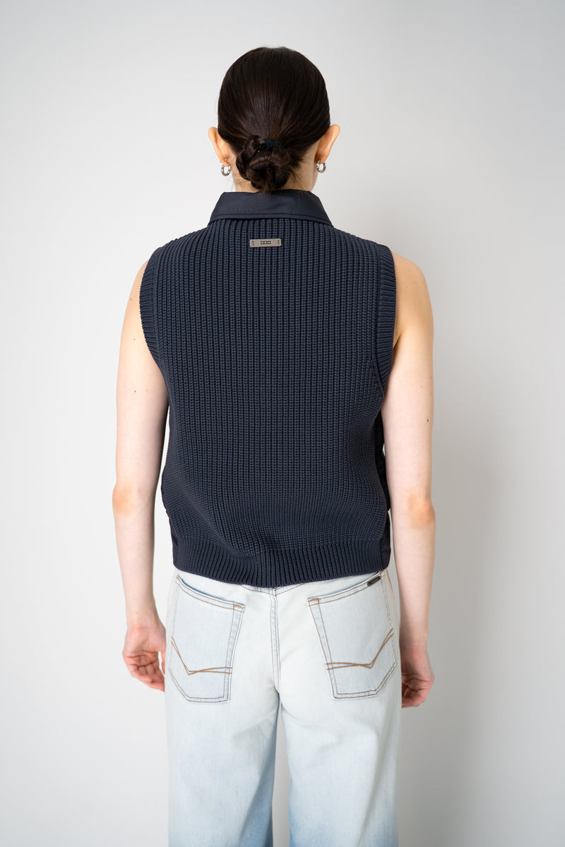 Peserico Padded Vest with Knit Back In Navy Vancouver. Shop Online or in Store.
