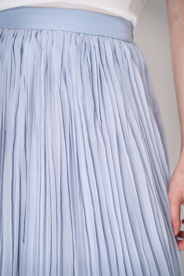 Peserico Pleated Chiffon Maxi Skirt in Grey Blue Vancouver. Shop Online or in Store.