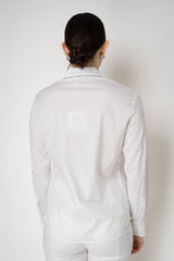 Peserico Poplin and Jersey Shirt with Filo Diamante Cuffs and Neckline in White Vancouver. Shop Online or in Store.