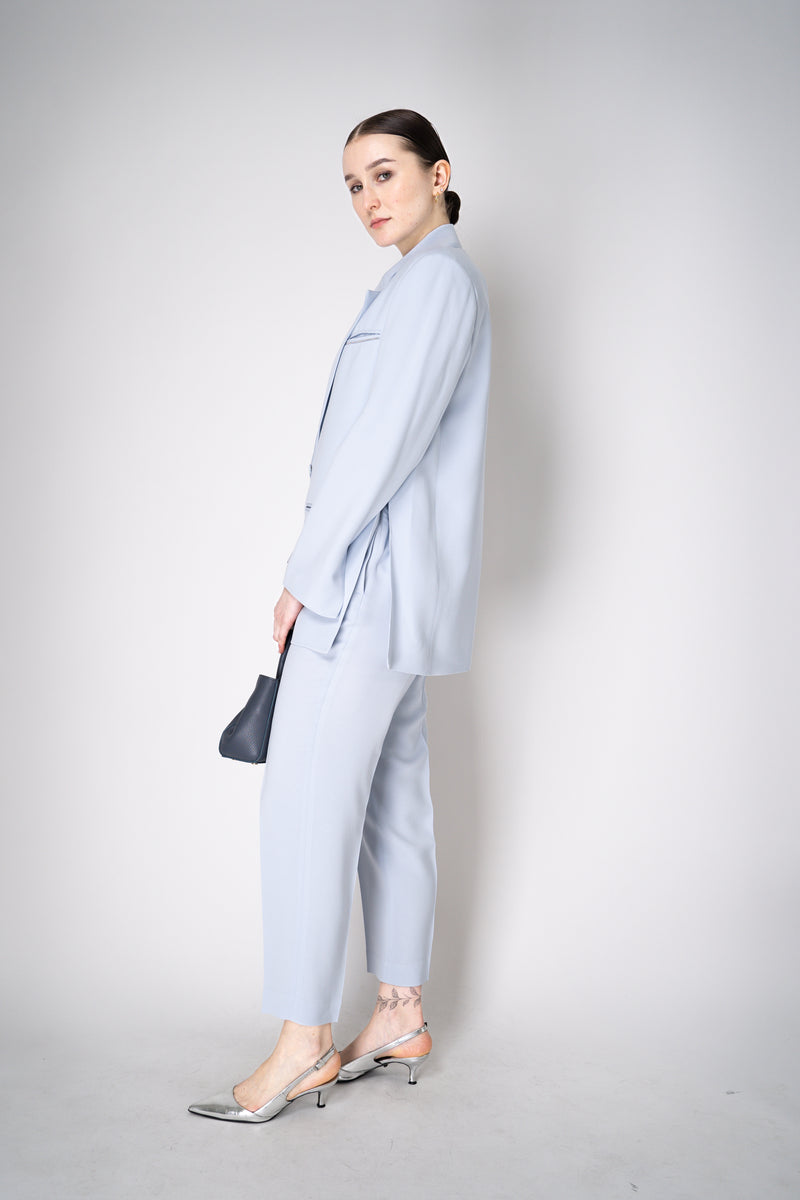 Peserico Pull-On Style Crepe Trousers in Light Blue Vancouver. Shop Online or in Store.