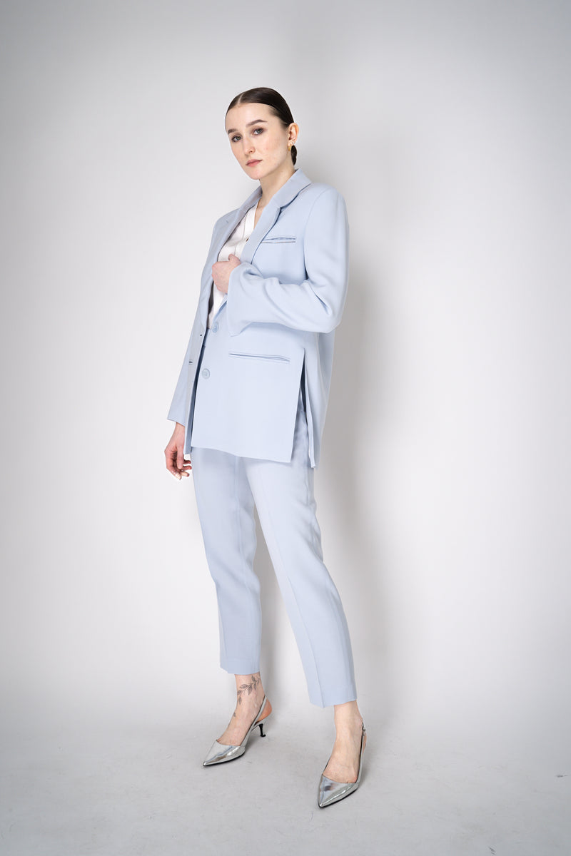 Peserico Pull-On Style Crepe Trousers in Light Blue Vancouver. Shop Online or in Store.