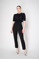 Peserico Pull-On Style Crepe Trousers with Brilliant beading Details in Black Vancouver. Shop Online or in Store.