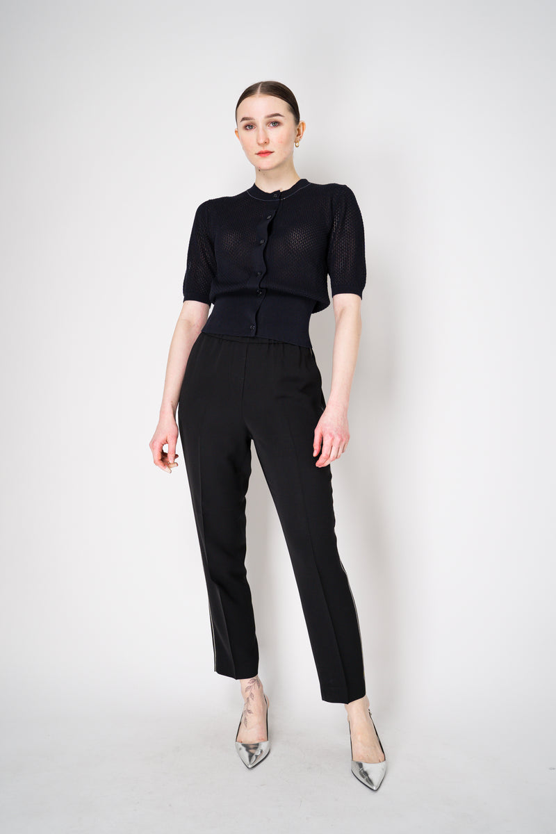 Peserico Pull-On Style Crepe Trousers with Brilliant beading Details in Black Vancouver. Shop Online or in Store.