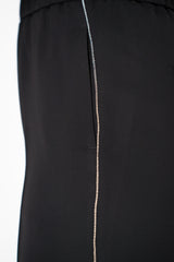 Peserico Pull-On Style Crepe Trousers with Brilliant beading Details in Black Vancouver. Shop Online or in Store.