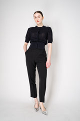 Peserico Pull-On Style Crepe Trousers with Brilliant beading Details in Black Vancouver. Shop Online or in Store.