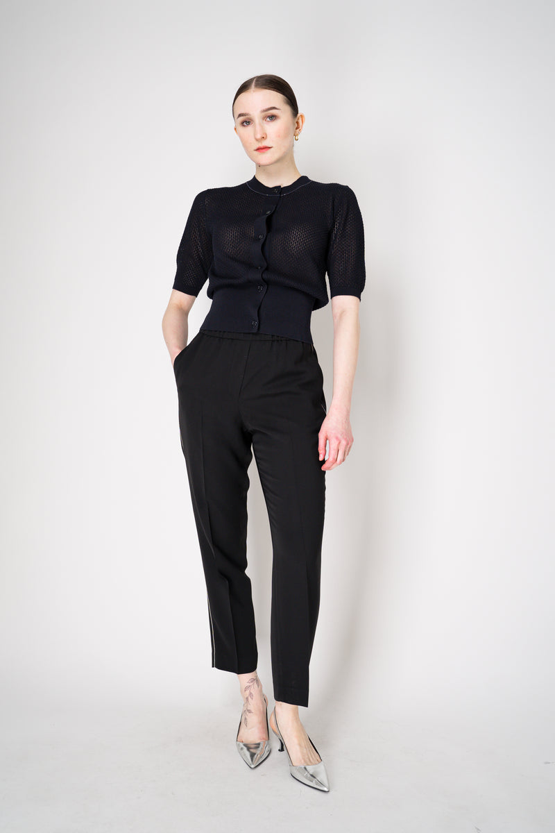 Peserico Pull-On Style Crepe Trousers with Brilliant beading Details in Black Vancouver. Shop Online or in Store.