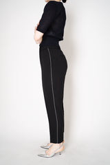 Peserico Pull-On Style Crepe Trousers with Brilliant beading Details in Black Vancouver. Shop Online or in Store.