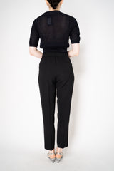 Peserico Pull-On Style Crepe Trousers with Brilliant beading Details in Black Vancouver. Shop Online or in Store.