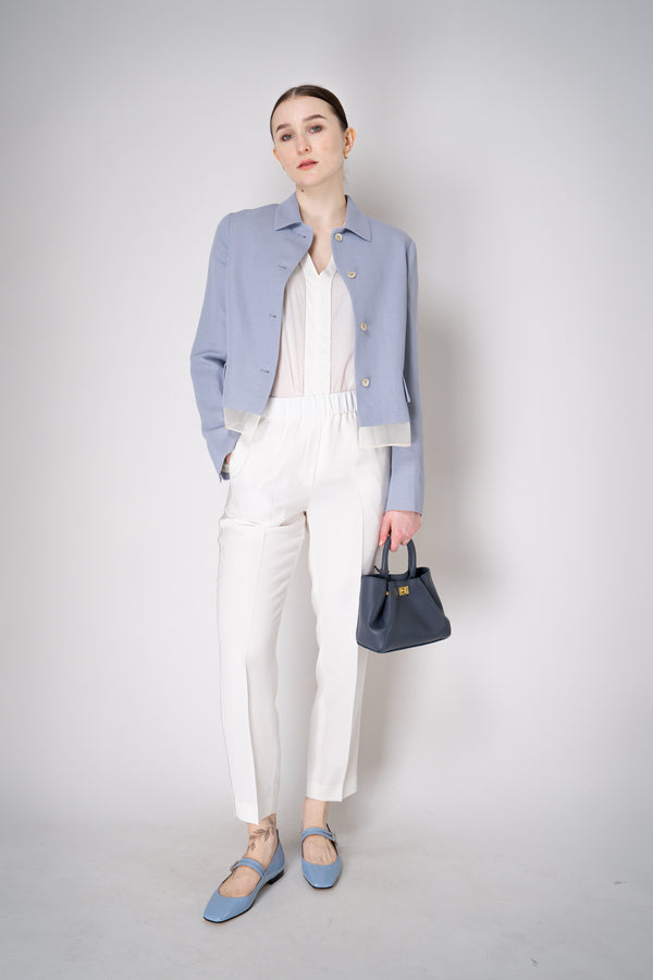 Peserico Pull-On Style Crepe Trousers with Brilliant beading Details in White Vancouver. Shop Online or in Store.