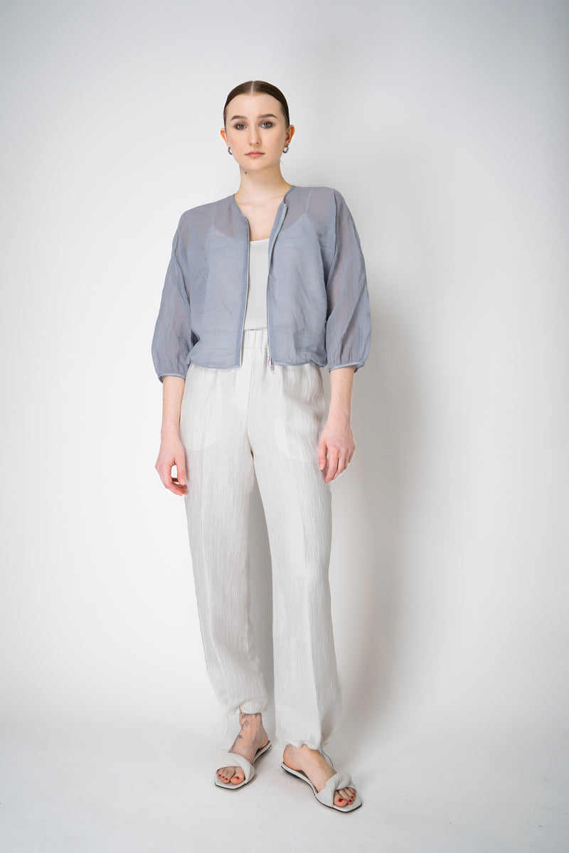 Peserico Pull-On Style Crushed Linen Blend Trousers in White Vancouver. Shop Online or in Store.