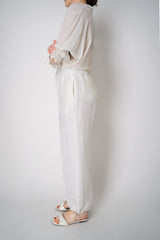 Peserico Pull-On Style Crushed Linen Blend Trousers in White Vancouver. Shop Online or in Store.
