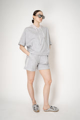Peserico Pull-On Style Jersey Shorts in Grey Melange Vancouver. Shop Online or in Store.